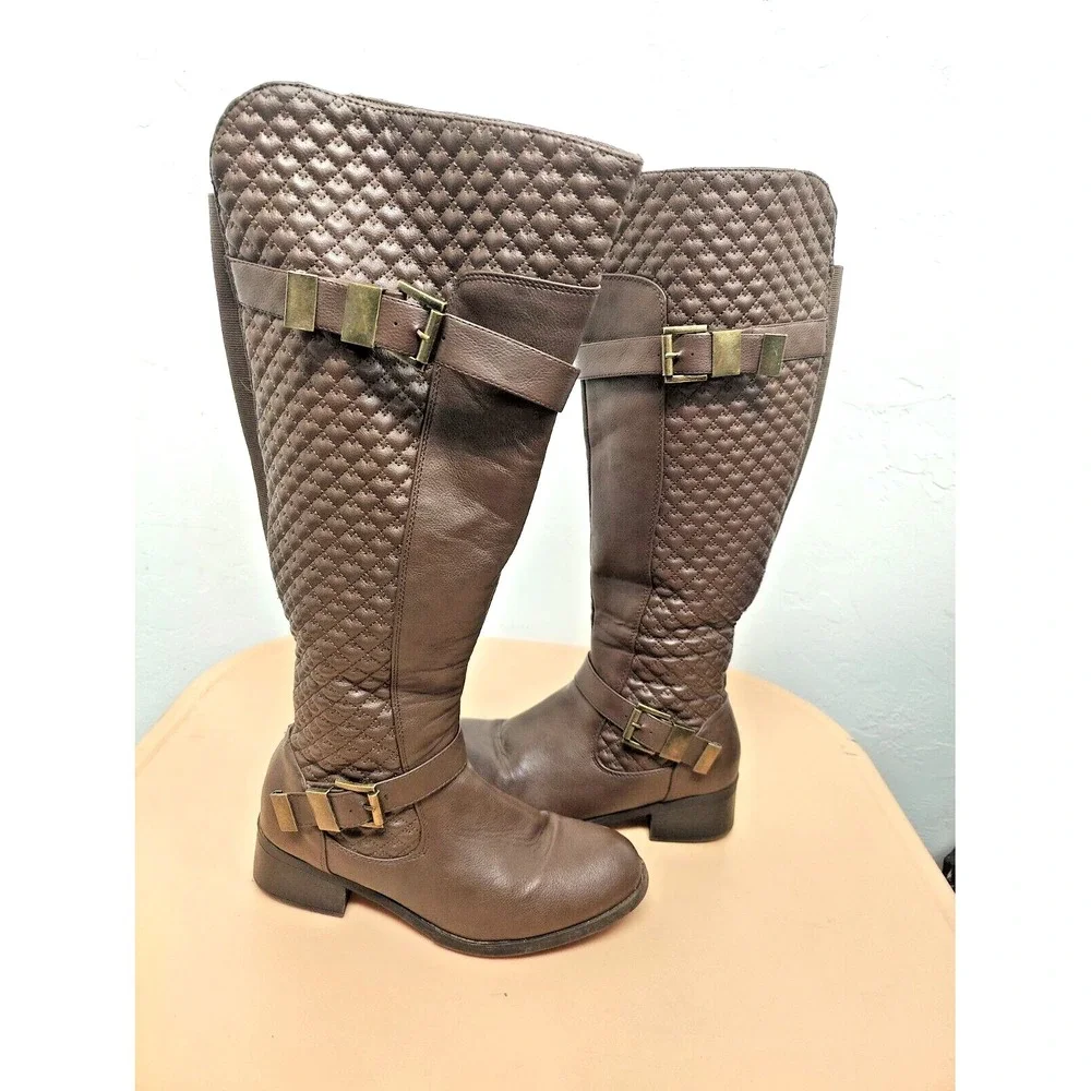 Nicole Womens Brwon Knee High Fashion Boots Size 10W‎ 41740093
